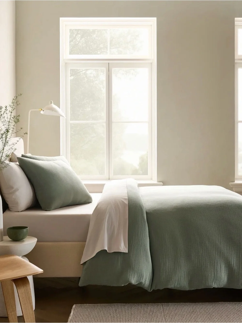 Quince NWOT Cotton Gauze Duvet Cover Set in Dried Sage King/Cal King 1037